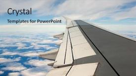  Presentation with aircraft - Beautiful slides featuring aircraft mechanic - airplane wing in the blue backdrop and a light blue colored foreground