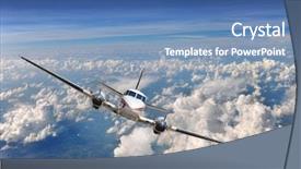  Presentation with propeller - Theme featuring aircraft propeller - airplane flying high above background and a teal colored foreground