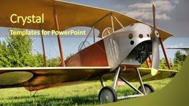  Presentation with old - Audience pleasing theme consisting of aircraft propeller - hdr old biplane backdrop and a tawny brown colored foreground