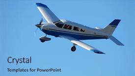  Presentation with aircraft engine - Theme consisting of aircraft propeller - single engine airplane in flight background and a light blue colored foreground