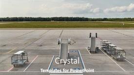  Presentation with aircraft - PPT theme with aircraft-stairs-and-baggage-trolleys background and a gray colored foreground