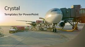  Presentation with international - Amazing theme having aircraft stand on the tarmac backdrop and a light blue colored foreground