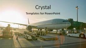  Presentation with aircraft - PPT layouts featuring aircraft stand on the tarmac background and a light blue colored foreground