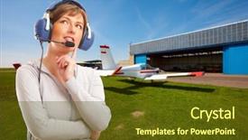  Presentation with hangar - Audience pleasing presentation theme consisting of aircraft standing on airfield backdrop and a tawny brown colored foreground