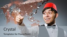  Presentation with transportation air balloon flying - Slides having aircraft turkish - businessman in air transportation concept background and a light gray colored foreground