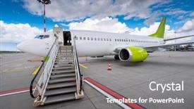  Presentation with passengers - Presentation theme featuring aircraft waiting for passengers background and a gray colored foreground