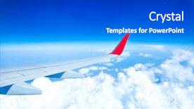  Presentation with aircraft engine - Colorful presentation theme enhanced with aircraft window onto jet engine backdrop and a dark gray colored foreground