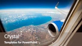  Presentation with aircraft engine - Audience pleasing slides consisting of aircraft window onto jet engine backdrop and a violet colored foreground