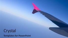  Presentation with aircraft - Beautiful presentation theme featuring aircraft wing flying high above backdrop and a light blue colored foreground