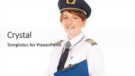  Presentation with airline - Slide deck consisting of aircrews - beautiful female airline pilot wearing background and a white colored foreground