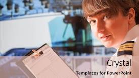  Presentation with arabian woman wearing hijab muslim - Beautiful presentation theme featuring aircrews - beautiful woman pilot wearing uniform backdrop and a lemonade colored foreground