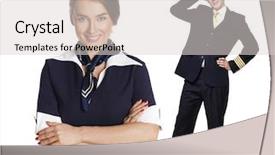  Presentation with flight attendant - Amazing presentation design having aircrews - captain of the aircraft backdrop and a light gray colored foreground