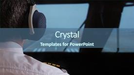  Presentation with headphones - Beautiful presentation theme featuring aircrews - close up of captain's epaulettes backdrop and a ocean colored foreground