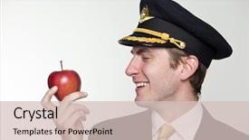  Presentation with pilot - Presentation design having aircrews - portrait of a young man background and a  colored foreground