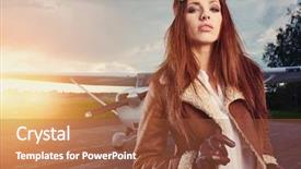  Presentation with black women beautiful woman - Beautiful PPT theme featuring aircrews - portrait of young beautiful woman backdrop and a red colored foreground