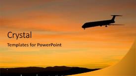  Presentation with runway - Amazing slide deck having airfield lighting - airbus approaching runway backdrop and a gold colored foreground