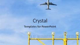  Presentation with direction - Amazing PPT theme having airfield lighting - airport approach landing direction light backdrop and a light blue colored foreground