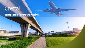  Presentation with blur - Colorful slide set enhanced with airfield lighting - car on the road whit backdrop and a teal colored foreground