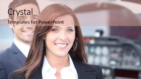  Presentation with cockpit - Amazing PPT layouts having airfield lighting - couple standing by the cockpit backdrop and a coral colored foreground