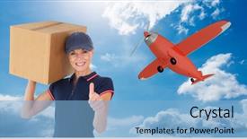  Presentation with lighting - Audience pleasing slide deck consisting of airfield lighting - digital composite of delivery woman backdrop and a light blue colored foreground