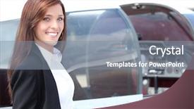  Presentation with cockpit - Cool new presentation theme with airfield lighting - female pilot standing next backdrop and a gray colored foreground