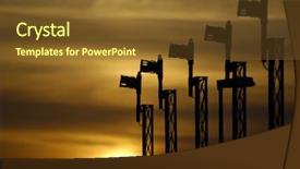  Presentation with landing plane at an airport - Presentation theme having airfield lighting - line of landing lights background and a tawny brown colored foreground