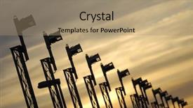  Presentation with landing plane at an airport - Colorful presentation design enhanced with airfield lighting - line of landing lights backdrop and a coral colored foreground