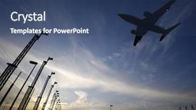  Presentation with plane - Cool new presentation theme with airfield lighting - plane is going to land backdrop and a ocean colored foreground