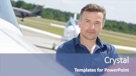  Presentation with aircraft - Amazing presentation theme having airfield lighting - portrait of man stood next backdrop and a  colored foreground