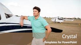  Presentation with five business people standing together and smiling - Beautiful presentation featuring airfield lighting - smiling attractive young man standing backdrop and a coral colored foreground