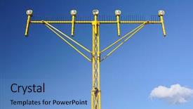  Presentation with blue yellow - Amazing theme having airfield lighting - yellow airplane landing light backdrop and a teal colored foreground