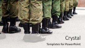  Presentation with force - Slide deck enhanced with army parade - military force uniform background and a white colored foreground