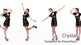  Presentation with history earth globe isolated white - Theme enhanced with airhostess isolated on the white background and a  colored foreground