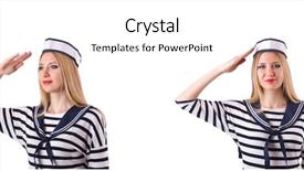  Presentation with brown sugar isolated on white - Slide deck having airhostess isolated on the white background and a  colored foreground