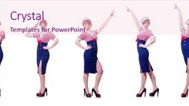  Presentation with maroon and white - Colorful presentation design enhanced with airhostess isolated on the white backdrop and a  colored foreground