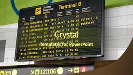  Presentation with international - Slides with airline alliance - barcelona international airport departures board background and a tawny brown colored foreground