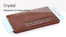  Presentation with ticket - Theme with airline boarding pass - passport and ticket isolated background and a light gray colored foreground