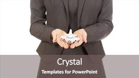  Presentation with airplane - Presentation design consisting of airline company - beautiful business woman holding airplane background and a  colored foreground