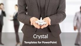  Presentation with airplane - PPT theme featuring airline company - beautiful business woman holding airplane background and a  colored foreground