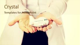  Presentation with airplane - Cool new slide deck with airline company - beautiful business woman holding airplane backdrop and a cream colored foreground