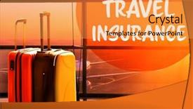  Presentation with insurance company - Cool new PPT theme with airline company - travel insurance concept suitcases backdrop and a yellow colored foreground