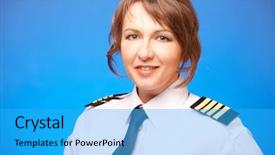  Presentation with pilot - Colorful slides enhanced with beautiful woman pilot wearing uniform backdrop and a cyan colored foreground