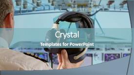  Presentation with commercial - Slides with aircrews - captain holding his headphones background and a teal colored foreground