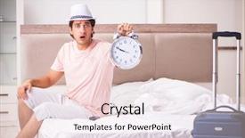  Presentation with airline - Beautiful slides featuring airline hotel travel - man with suitcase in bedroom backdrop and a  colored foreground