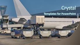  Presentation with airline industry - Beautiful presentation featuring airline industry - loading containers and food backdrop and a ocean colored foreground