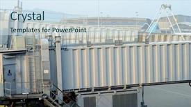  Presentation with hong kong airport - Cool new theme with airline maintenance - boarding ramp in hong kong backdrop and a sky blue colored foreground