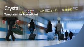  Presentation with airline - PPT theme with airline passengers in an international background and a gray colored foreground