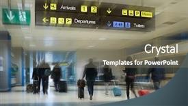  Presentation with airline - Slide deck with airline passengers walking inside background and a gray colored foreground