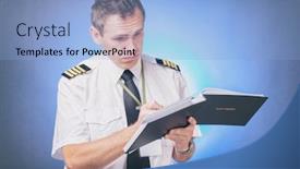  Presentation with airline - PPT theme enhanced with airline-pilot-wearing-shirt background and a light blue colored foreground