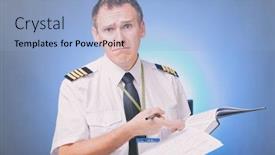  Presentation with airline - Amazing slide set having airline-pilot-wearing-shirt backdrop and a light blue colored foreground
